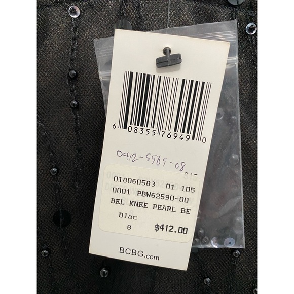 BCBG NWT Beaded Tulle Black dress with beige lining size 8 - Picture 3 of 6